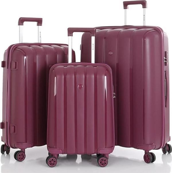 MÇS 3lü Set Kırılmaz Silikon Seyahat Valizi Bavulu V305 Mürdüm - Image 1