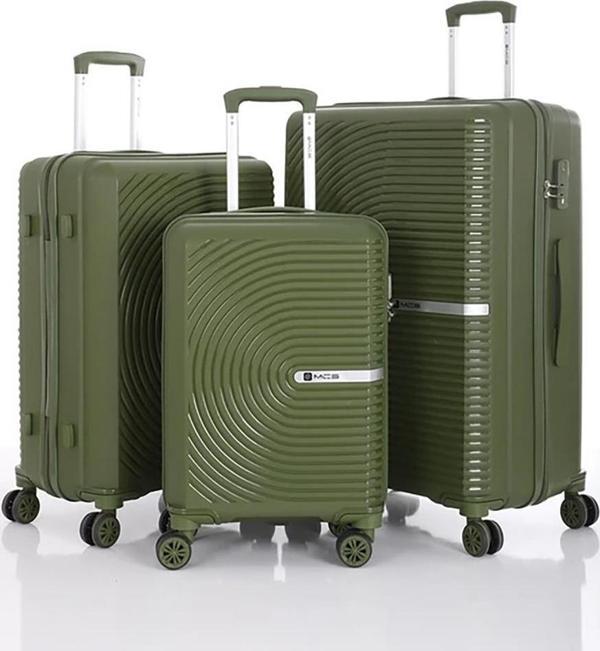 MÇS 3lü Set Kırılmaz Silikon Seyahat Valizi Bavulu V374 Haki - Image 1