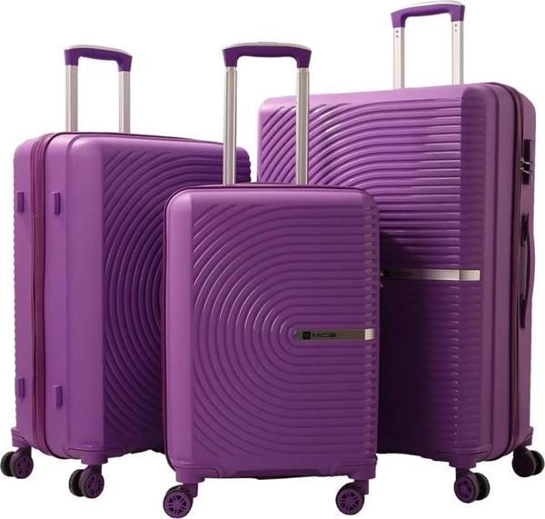 MÇS 3lü Set Kırılmaz Silikon Seyahat Valizi Bavulu V374 Mor - Image 1