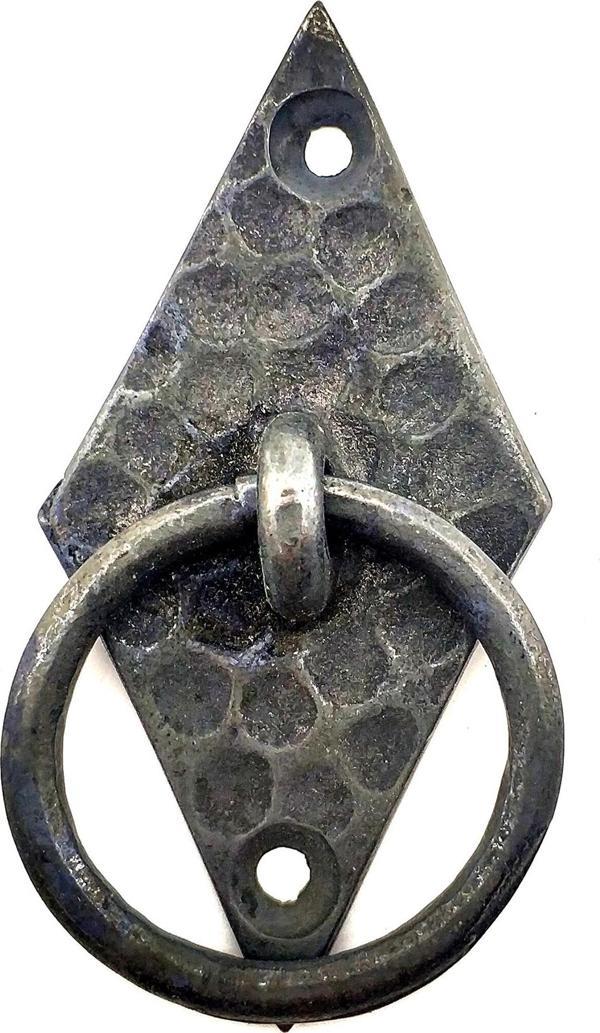Antika Tarz Dekoratif Pirinç Dik Baklava Halka , Mobilya Kulbu - 82x41 mm, Oksit TdrTr - Image 1