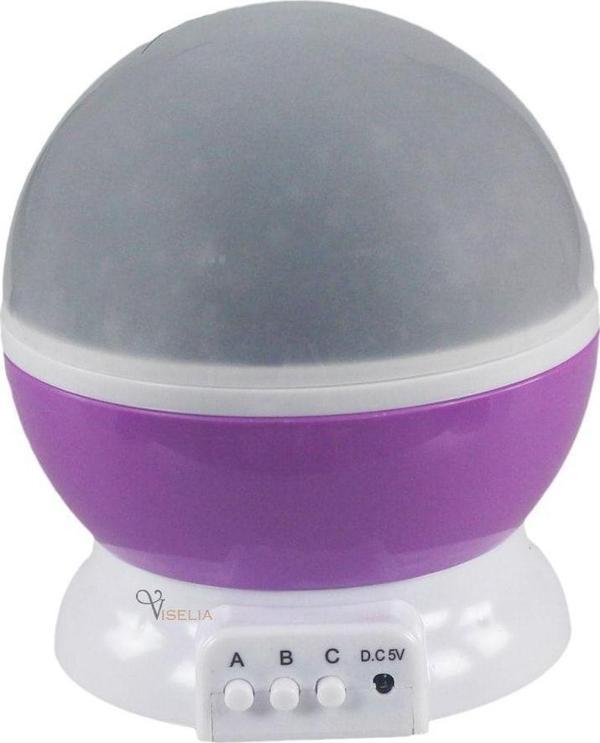 Starmaster Klc-03 3 X Kalem Pilli + 5 Volt Yıldız Yansıtmalı Küre Tip Gece Lambası Mor Renk - Image 1