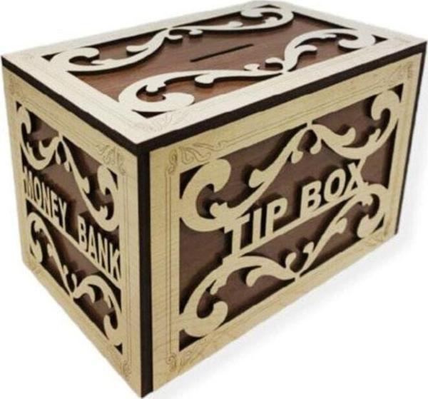 Ahşap Tip Box Bahşiş Kutusu Anahtarlı Tip Box Kutusu Ahşap Kumbara 20x13x13 Cm - Image 1