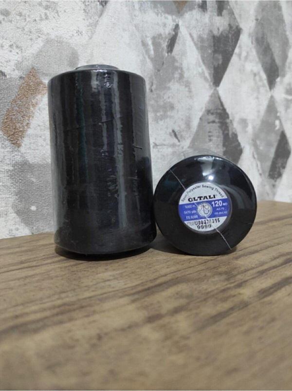 Oltalı 2 Adet Polyester 120 Numara Dikiş Ipliği 5000 Mt Siyah (9999) - Image 1