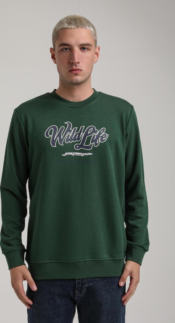 Bisiklet Yaka Yeşil Slim Fit Sweatshirt 24FWM60195 - Image 1