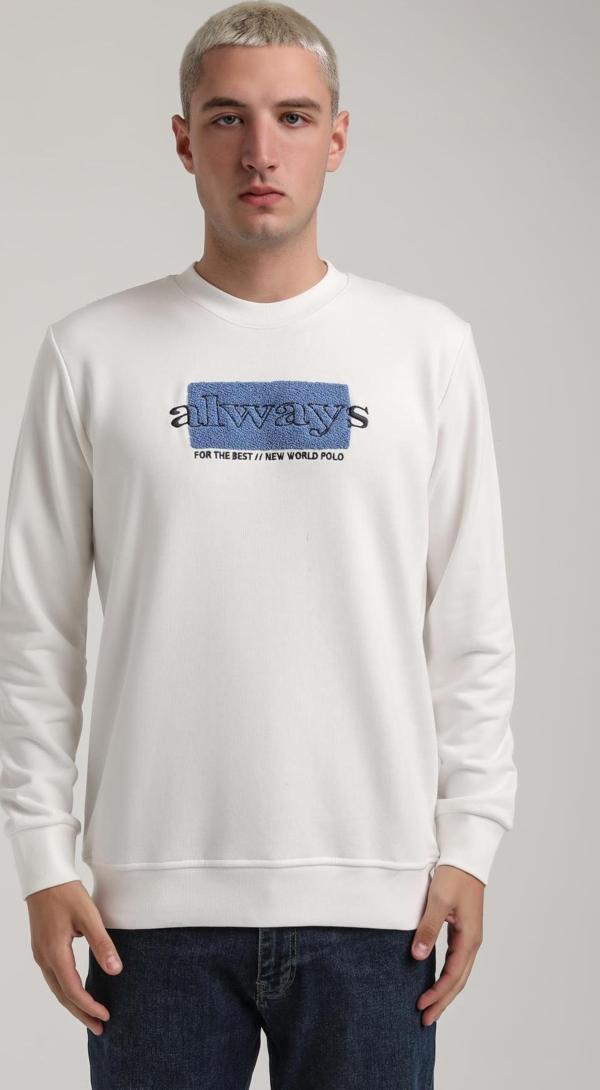 Bisiklet Yaka Ekru Slim Fit Sweatshirt 24FWM60201 - Image 1