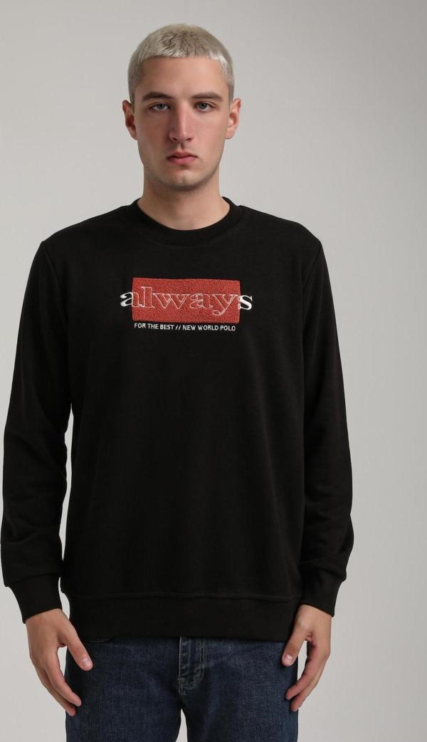 Bisiklet Yaka Siyah Slim Fit Sweatshirt 24FWM60201 - Image 1