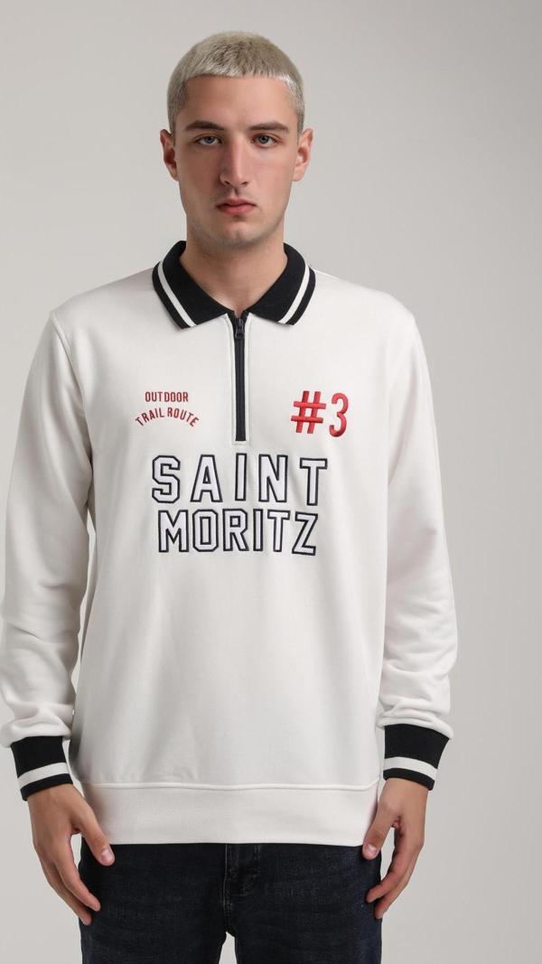 Bisiklet Yaka Ekru Slim Fit Sweatshirt 24FWM60207 - Image 1