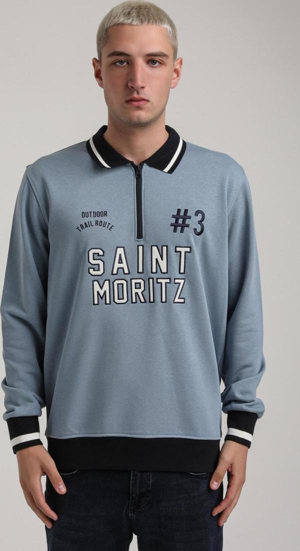 Bisiklet Yaka Mavi Slim Fit Sweatshirt 24FWM60207 - Image 1