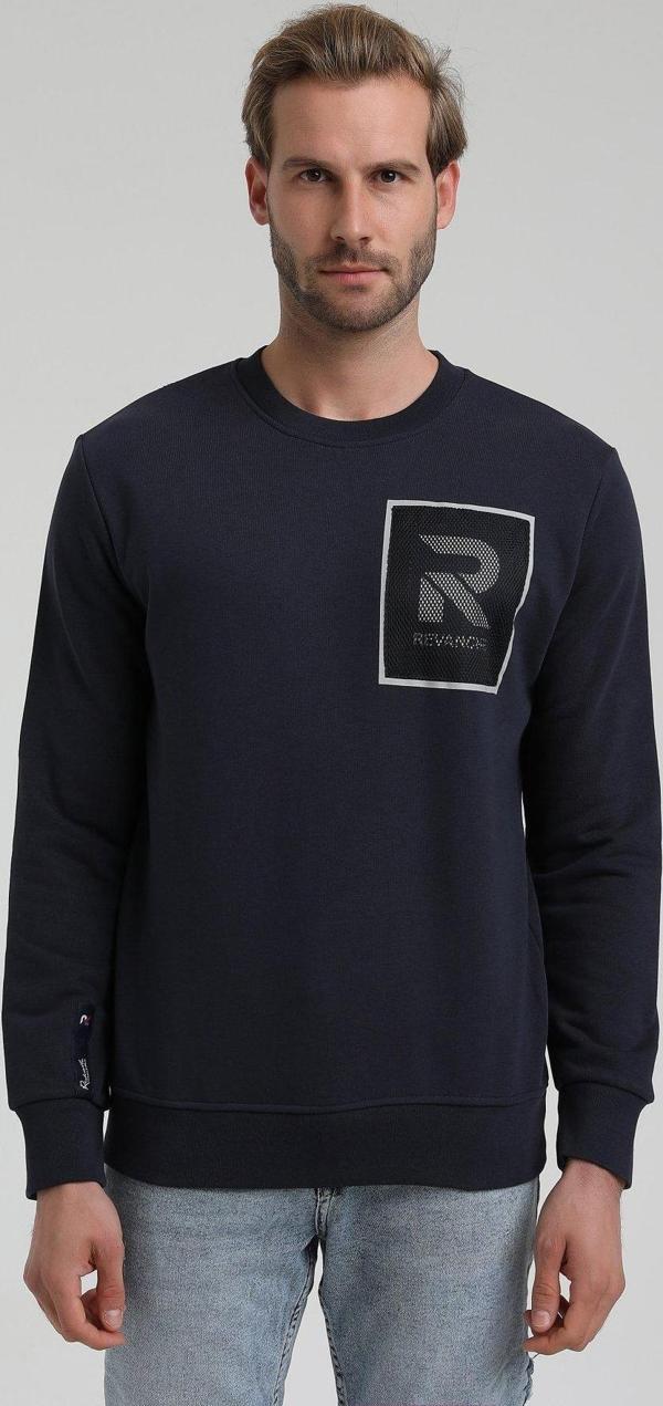 New World Polo Bisiklet Yaka Lacivert Slim Fit Sweatshirt 22FWM60119 - Image 1