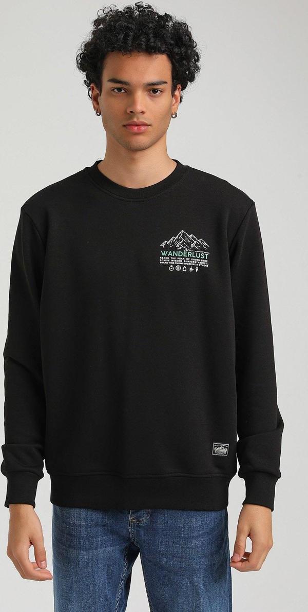 Bisiklet Yaka Siyah Slim Fit Sweatshirt 23FWM60148 - Image 1