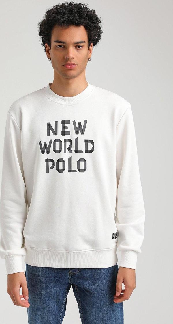 Bisiklet Yaka Ekru Slim Fit Sweatshirt 23FWM60161 - Image 1