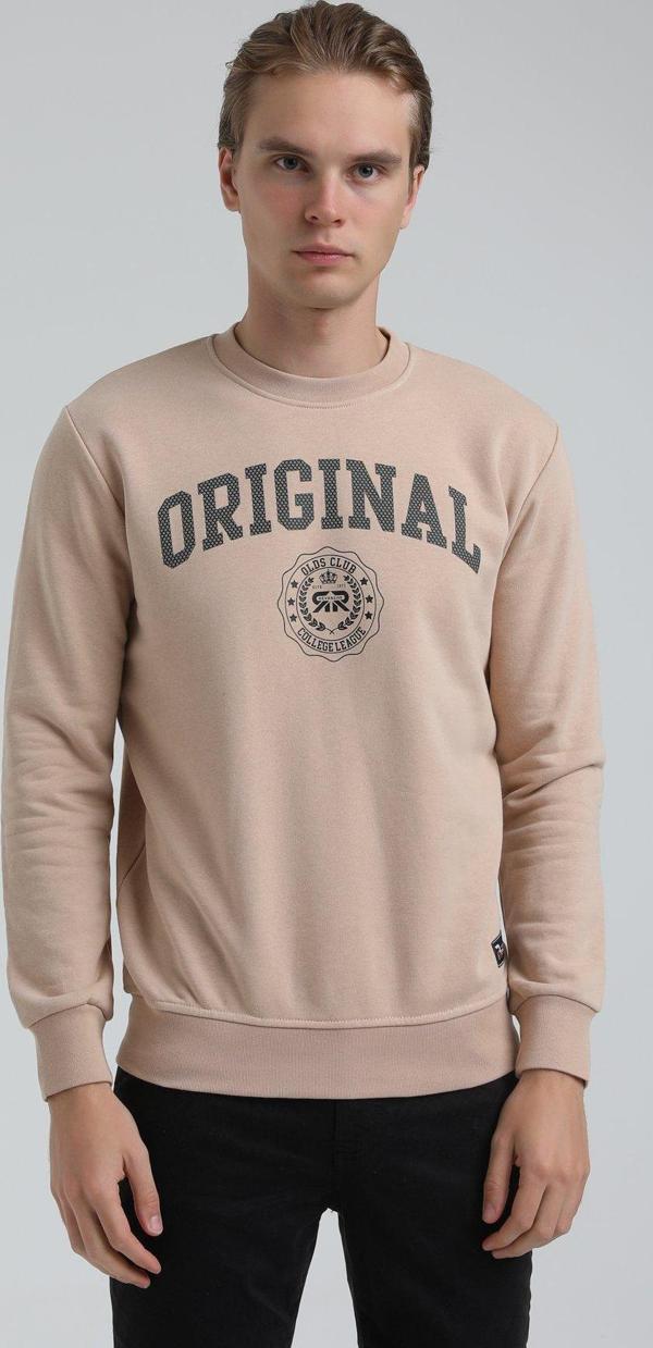 New World Polo Bisiklet Yaka Bej Slim Fit Sweatshirt 22FWM60132 - Image 1