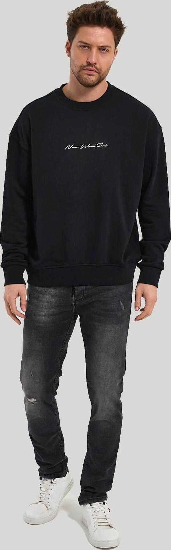 Bisiklet Yaka Siyah Slim Fit Sweatshirt 23FWM60168 - Image 1
