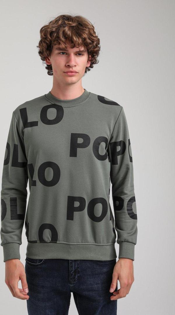 Bisiklet Yaka Haki Slim Fit Sweatshirt 23FWM60169 - Image 1