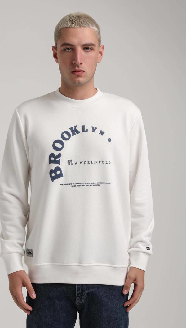 Bisiklet Yaka Ekru Slim Fit Sweatshirt 24FWM60172 - Image 1