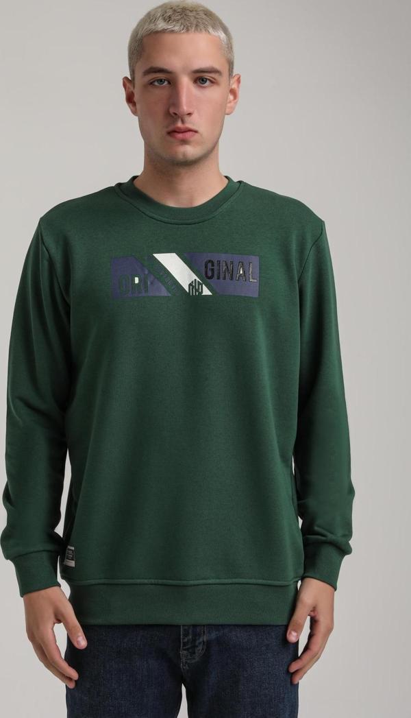 Bisiklet Yaka Yeşil Slim Fit Sweatshirt 24FWM60184 - Image 1