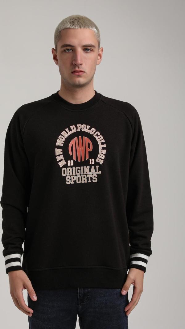 Bisiklet Yaka Siyah Slim Fit Sweatshirt 24FWM60187 - Image 1