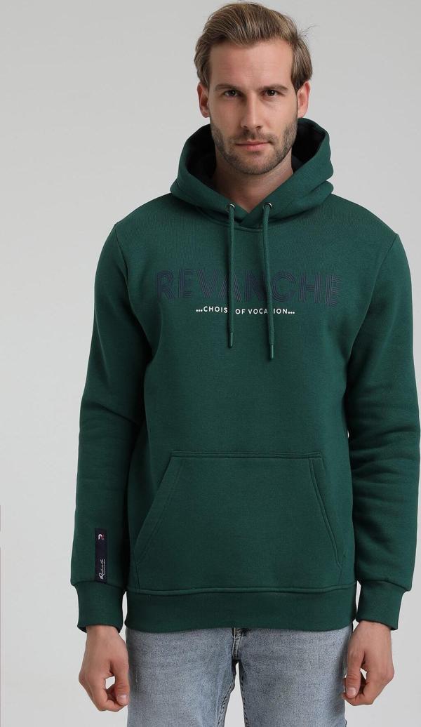 New World Polo Kapüşonlu Koyu Yeşil Slim Fit Hoodie 22FWM64031 - Image 1