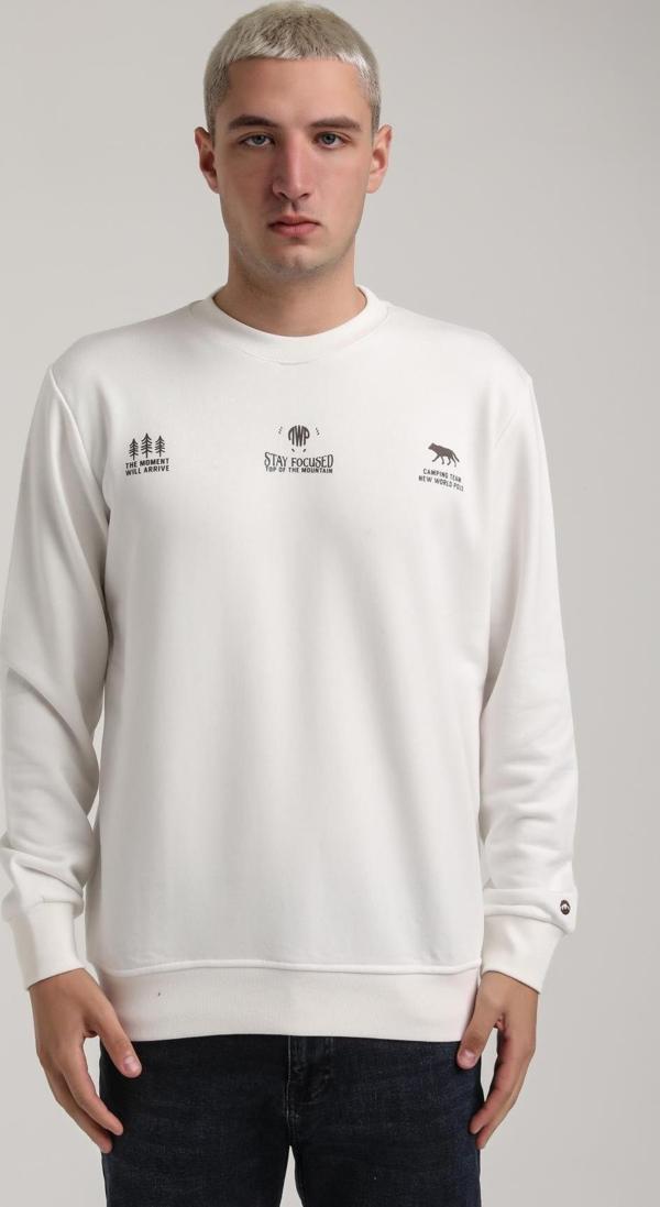 Bisiklet Yaka Ekru Slim Fit Sweatshirt 24FWM60188 - Image 1