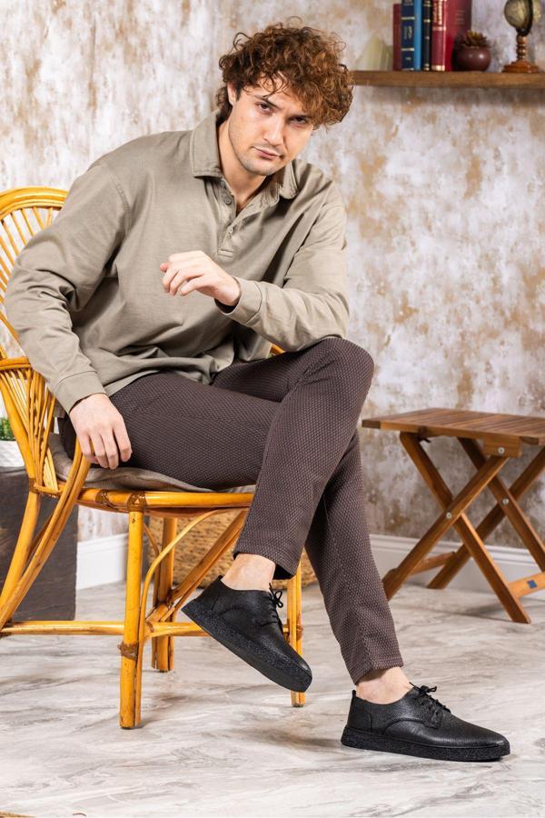 Selin Soylu Hakiki Deri Erkek Ayakkabı, Günlük Ayakkabı, Casual Ayakkabı Siyah 44 - Image 1