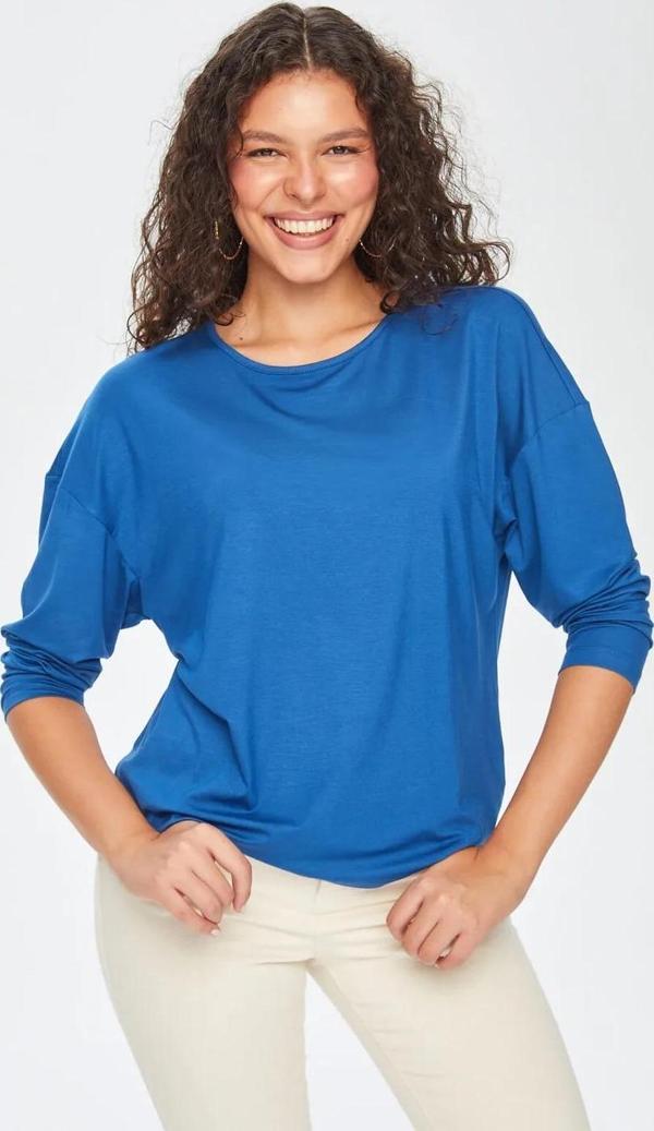 Faik Sönmez Yuvarlak Yaka Kadın Uzun Kol T-shirt 69026 - Image 1