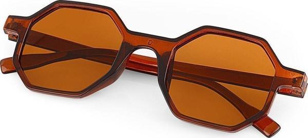 polo55.sport.1855 Octagon Retro Tasarım Kahverengi Sekizgen Unisex Güneş Gözlüğü - Image 1