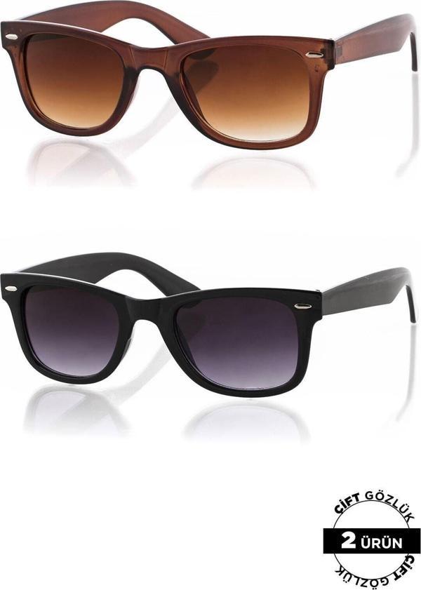polo55.sport.1855 Siyah- Kahverengi Unisex Güneş Gözlüğü 2'li Ürün - Image 1