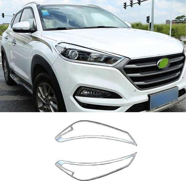 Hyundai Tucson Uyumlu 2015 2018 Ön Far Kaplama Abs (Plastik) Krom - Image 1
