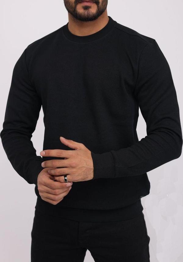 Troy Erkek Büyük Beden Uzun Kol Sıfır Yaka Sweatshırt-7061 - Image 1