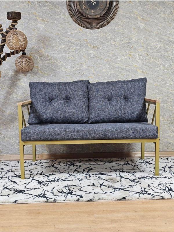 İkili Gold Boyalı Bahçe - Balkon - Mutfak Çay Seti Takımı Bahçe Koltuk Takımı - Image 1