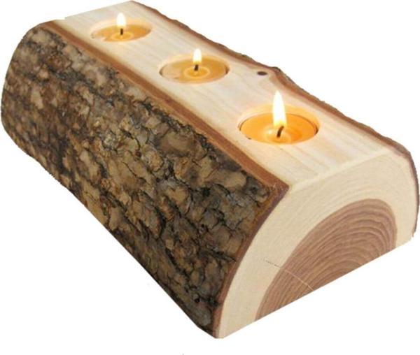 Kütükhouse Ağaç Mumluk 3'Lü - Image 1