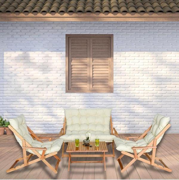 Bysay Şelong Takımı 4 Lü Set Bahçe Takımı - Krem - Image 1