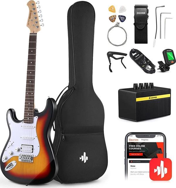 Donner DST-100SL Solak Elektro Gitar Seti (Sunburst) - Image 1