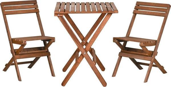 Bysay Ahşap Katlanır 3 Lü Bistro Set Mutfak Balkon Bahçe Teras Masa Sandalye Seti (Ceviz Renk) - Image 1