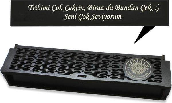 Özel Mesaj Yazılı Siyah Ahşap Elegance Hediye Tesbih Kutusu - M1 - Image 1
