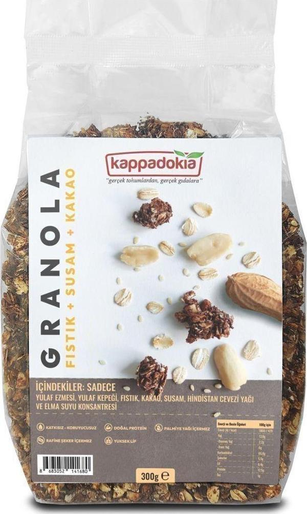 Kappadokia Fıstıklı, Susamlı, Kakaolu, Tarçım Granola - 300 Gr - Image 1