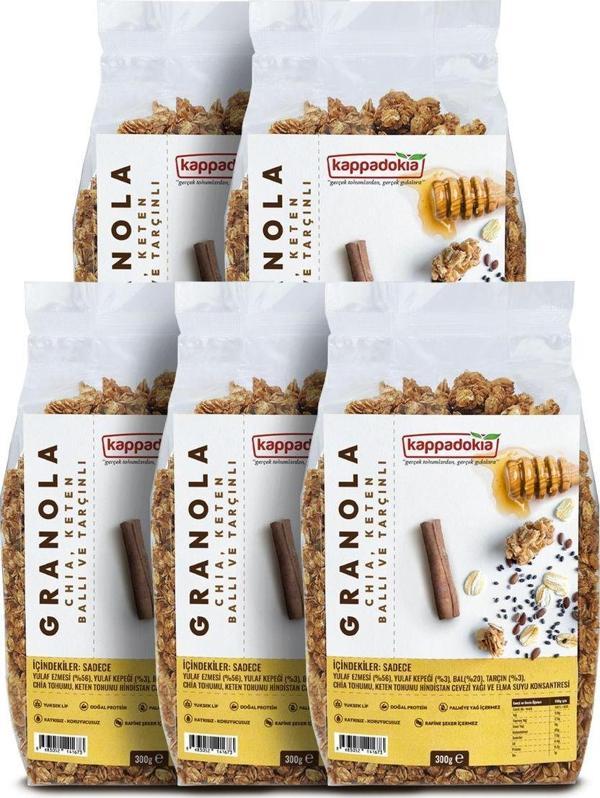 Kappadokia Chia, Keten, Bal Ve Tarçınlı Granola 300 Gr - 5'Li Set - Image 1