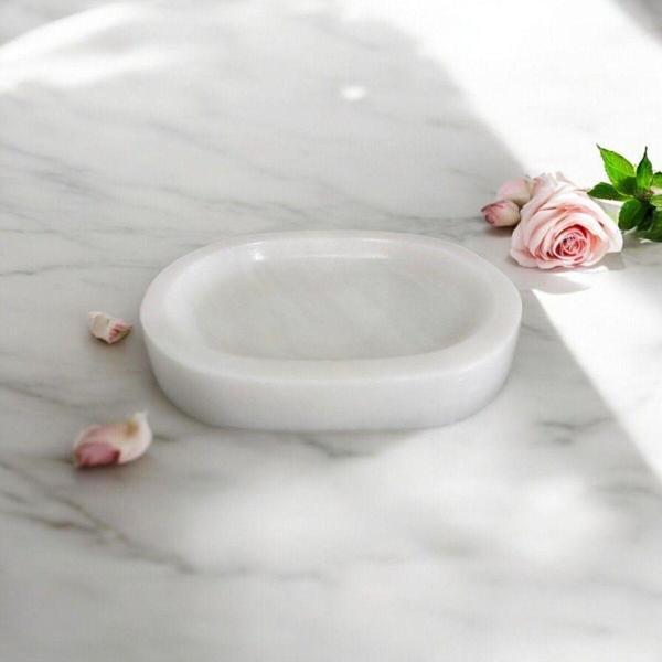 Urestone Mermer Katı Sabunluk-Beyaz Mermer Elips Katı Sabunluk-Pinterest Takılık-Katı Sabunluk - Image 1