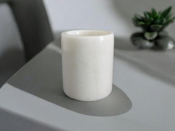 Urestone Beyaz Mermer Diş Fırçalık-Mermer Kapaksız Kutu-Mermer Kalemlik - Image 1