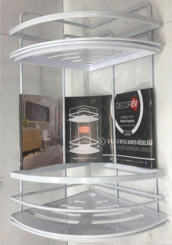  Decorev 5922 Banyo Köşeliği Kristal Lamalı İki Katlı Beyaz - Image 1