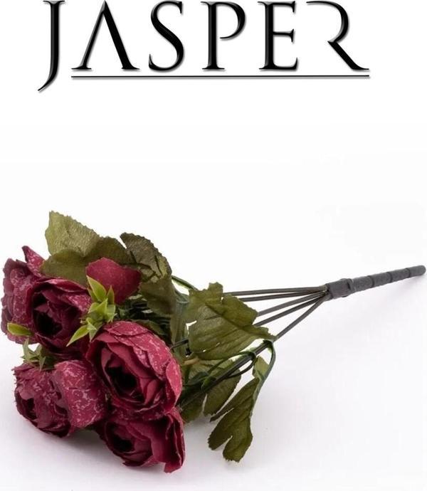 Jasper Yapay Çiçek Bordo Gelin Kına Dış Çekim Dekorasyon Çok Amaçlı Top Şakayık Çiçek Demeti - Image 1