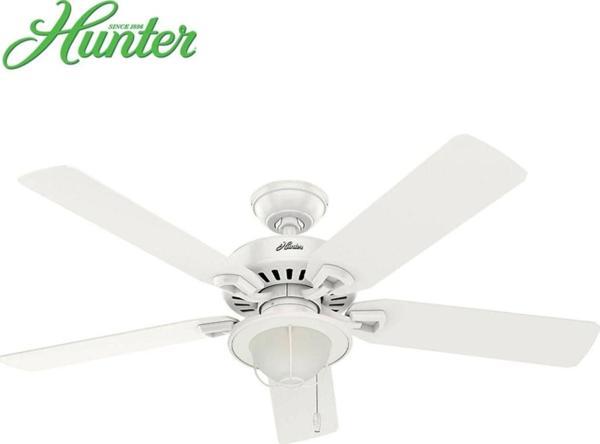 Hunter Fan Builders Elite Beyaz - 132 Cm. Aydınlatmalı Nemli Dış Mekan Mekan Tavan Vantilatörü - Image 1
