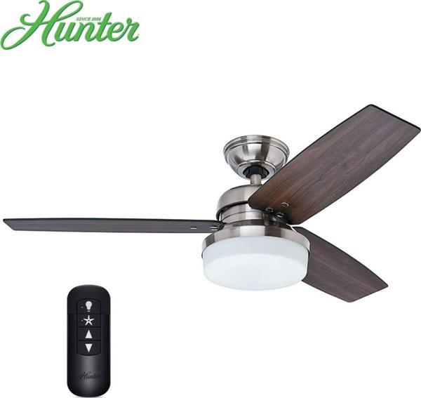 Hunter Fan Galileo Fırçalanmış Nikel - 122 Cm. Uzaktan Kumandalı Aydınlatmalı Tavan Vantilatörü - Image 1