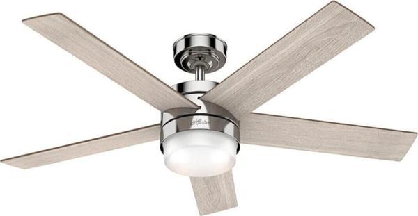 Hunter Fan Claudette Parlak Nikel - 132 Cm. Aydınlatmalı Ve Uzaktan Kumandalı Tavan Vantilatörü - Image 1