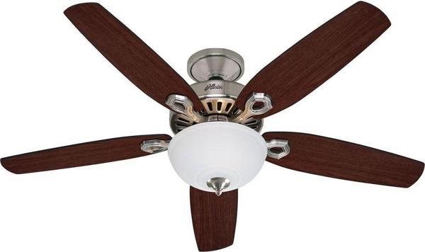 Hunter Fan Builders Deluxe Fırçalanmış Nikel 132 Cm. Aydınlatmalı Tavan Vantilatörü - Image 1