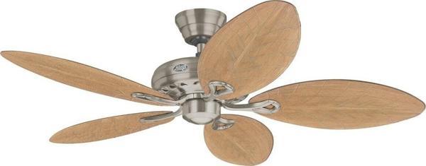 Hunter Fan Savoy Fırçalanmış Nikel - 137 Cm. Hasır Ve Yaprak Desen Kanatlı Dekoratif Tavan Vantilatörü - Image 1
