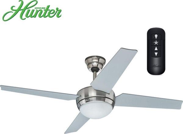 Hunter Fan New Sonic Fırçalanmış Nikel - 132 Cm. Uzaktan Kumandalı Aydınlatmalı Tavan Vantilatörü - Image 1