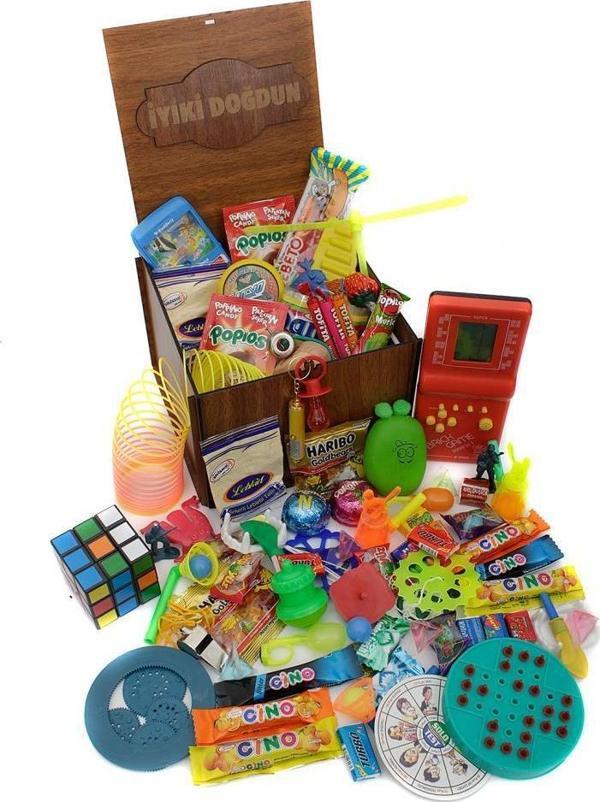 Ahşap Gıda Ve Oyuncak Kutusu Kırmızı Tetris ( İyi ki Doğdun ) - Image 1