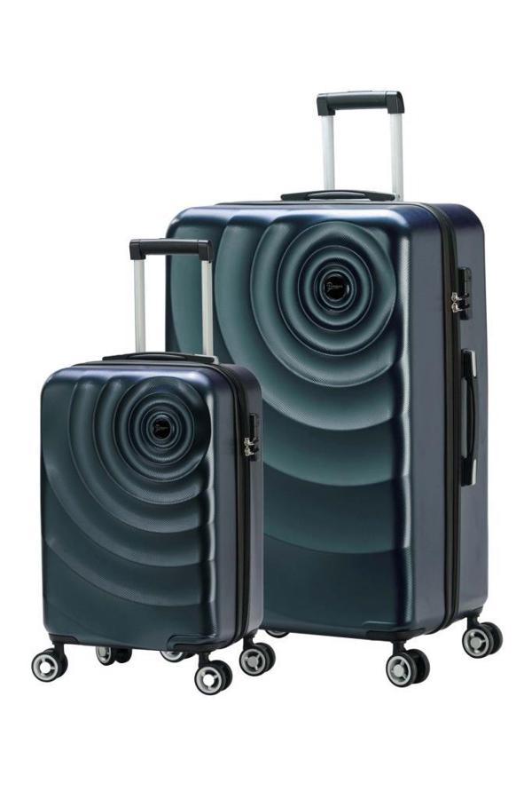 2'li Valiz Seti Polikarbon Büyük Boy – Kabin Boy Valiz Petrol 1808 - Image 1