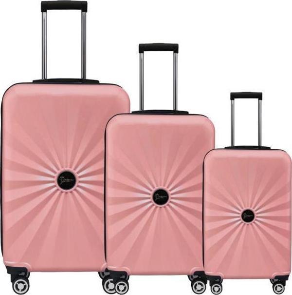 3'lü Valiz Seti Polikarbon Valiz 4x2 Teker Rose 1809 - Image 1